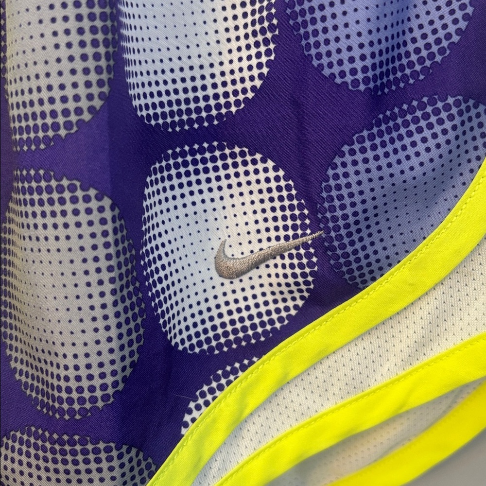 Nike Purple and Yellow Dot Print Women's Athletic Shorts w/ built in panty. - Picture 2 of 5